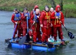 raft building swim fully clothed